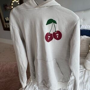 Brandy Melville Gray Hoodie with Cherry Design